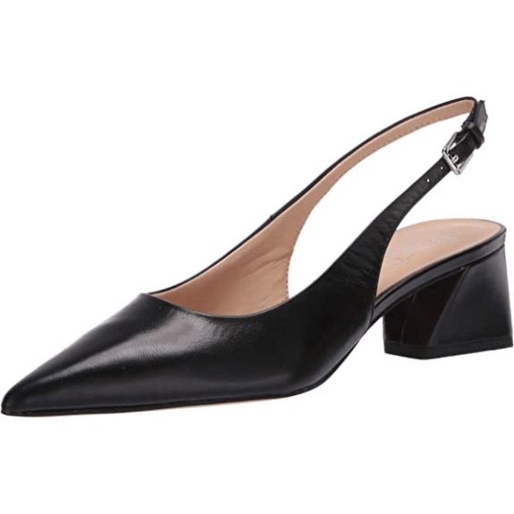 Franco Sarto Women's Racer Slingback Low Block Heel Pointed Toe Pump BLK…